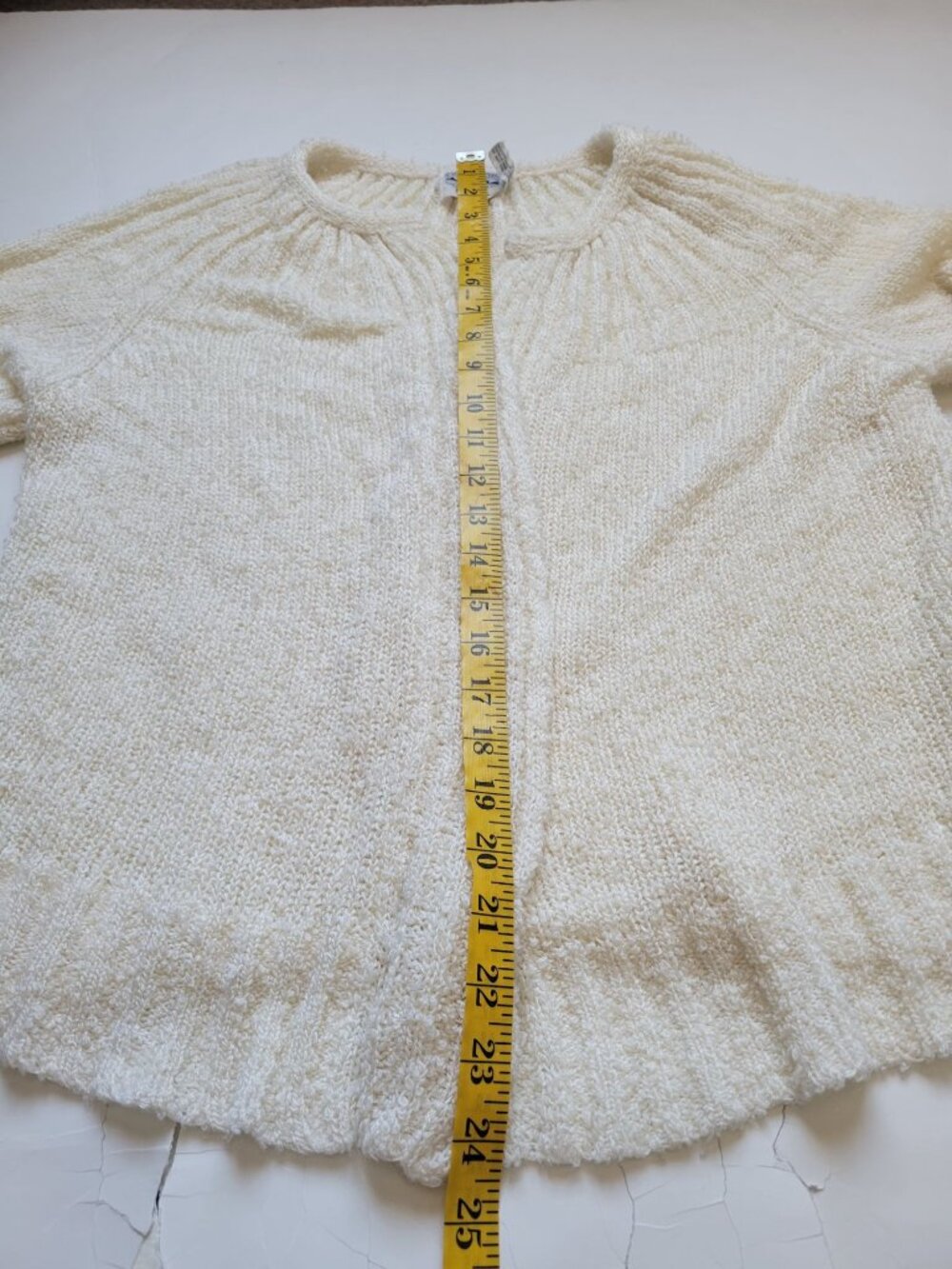 Pacific Sweater Exchange vintage 1980s or 1990s cream boucle knit open cardigan - Picture 9 of 10